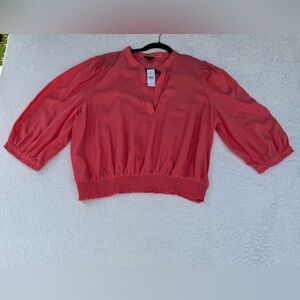 Ann Taylor 3/4 Sleeves Smocked Hem Top Size XXL Coral New